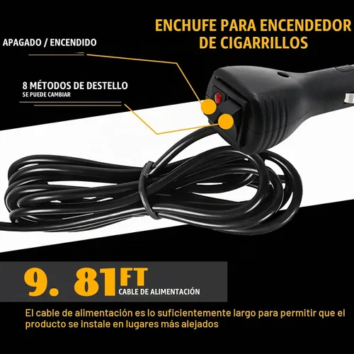 Vista 7 de 1 pieza luz de baliza ámbar, 96 luces LED magnéticas de baliza estroboscópica intermitente de seguridad, precaución, advertencia y emergencia
