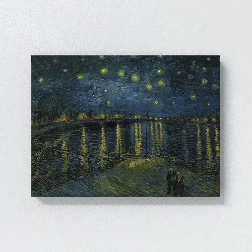 Vista 4 de Van Gogh, Starry Night 2 1888 - Lienzo decorativo para decoración del hogar, póster de pintura impresa, reproducción pequeña, 16 x 12 / 0.75 pulgadas