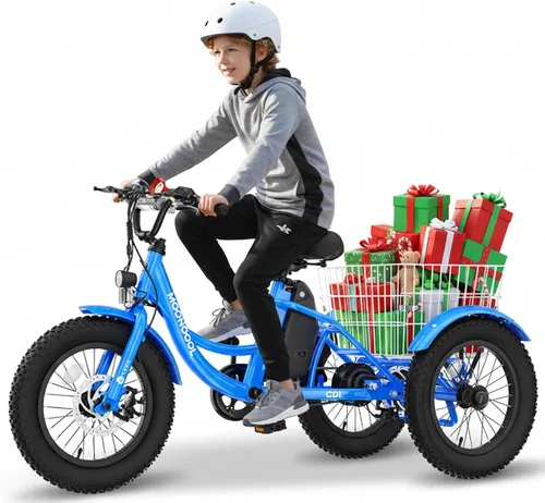 Vista 8 de MOONCOOL Triciclo eléctrico de 16 pulgadas, triciclo eléctrico de la Flor Rosa