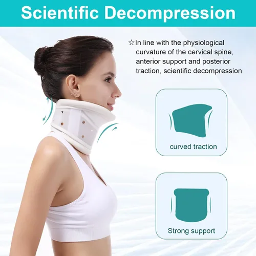 Vista 6 de Collar cervical mejorado con soporte de barbilla para alivio rígido, cuello cervical correcto, soporte para el dolor óseo, cuidado de la salud