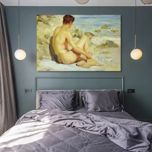 Vista 8 de Henry Scott Tuke, niño en la playa, verano, impresión artística, póster de arte vintage, arte de pared en lienzo, famoso póster de pintura