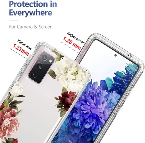 Vista 2 de Funda para Samsung Galaxy S20 FE 5G, Samsung S20 FE SM-G781U con protector de pantalla de vidrio templado, funda protectora de cuerpo completo
