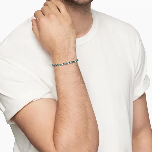 Vista 4 de GAVU Pulsera de cuentas de piedra para hombre con cierre de acero inoxidable