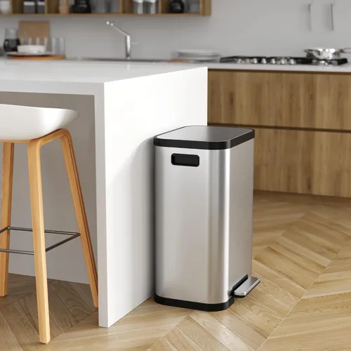 Vista 2 de iTouchless SoftStep ProX - Cubo de basura con pedal de 13.2 galones, con filtro de olores AbsorbX y cubo interior extraíble, basurero de acero Negro