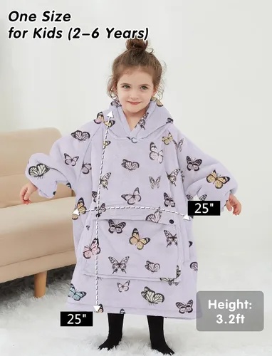 Vista 6 de Manta con Capucha Usable NOUKOW Manta Sherpa de Gran Tamaño Sudadera de Franela con Bolsillo Grande