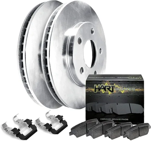 Vista 16 de Hart Brakes Kit de frenos y rotores traseros delanteros Pastillas de freno delanteras y traseras Rotores y pastillas de freno Pastillas