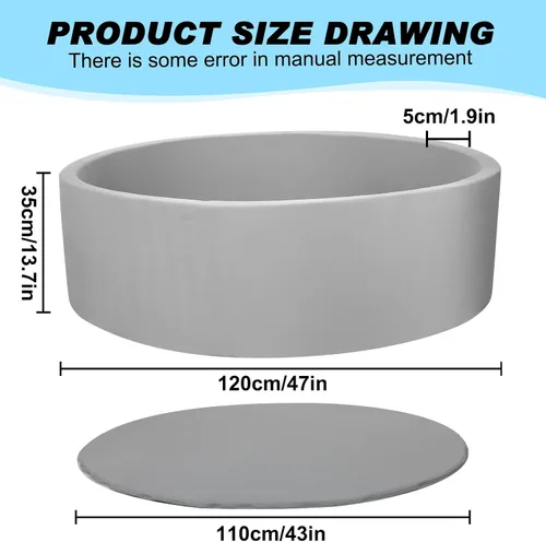 Vista 7 de Piscina de bolas de espuma para niños pequeños, niños y niñas, CALEPTONG 47.2"x 13.8" Piscinas de bolas para bebés súper grandes con esponja