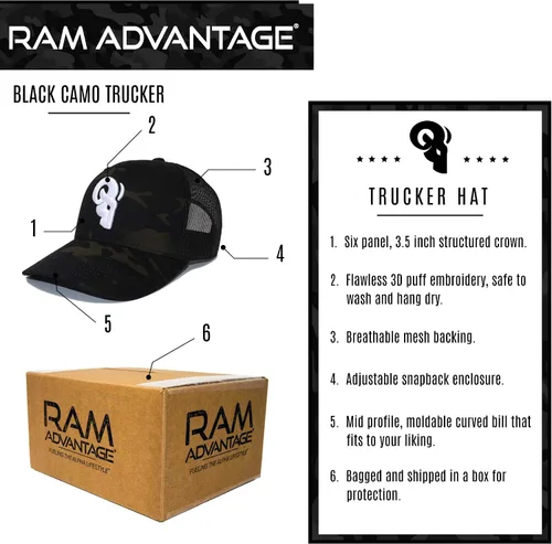 Vista 3 de RAM ADVANTAGE Gorra de camionero Gorra de malla de dos tonos de alta calidad, duradera y cómoda