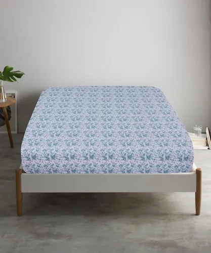 Vista 2 de Feather & Stitch Sábana Bajera Únicamente, 100% Algodón 300TC Ligera Refrescante y Transpirable Tejido Percal Sábana Bajera Ajustable 16" Elástico