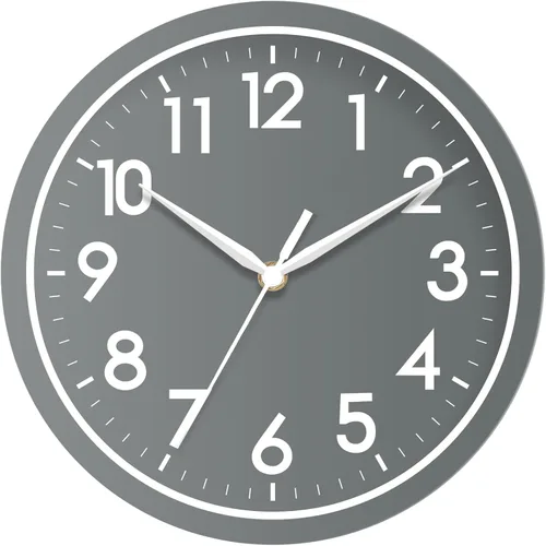 Vista 12 de AKCISOT 8 Inch Wall Clock, Silent Battery Operated Analog Clock, Black