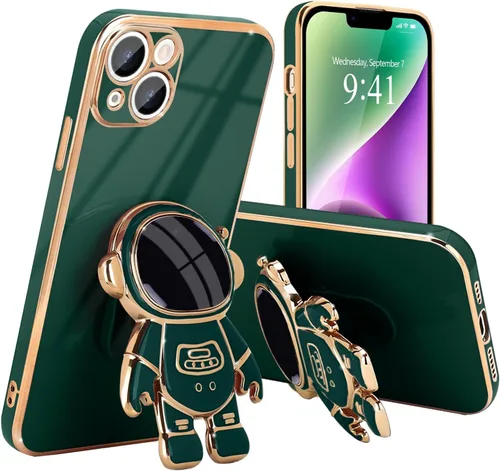 Vista 17 de Pepmune Funda compatible con iPhone 14 Plus, diseño de soporte de astronauta en 3D, protección de cámara, a prueba de golpes, suave funda para Apple