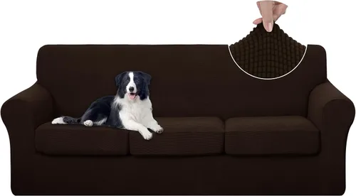 Vista 51 de U-NICE HOME Funda elástica para sofá de 3 piezas, funda de sofá lavable con cojín de asiento individual para sofá de 2 cojines, apta para mascotas