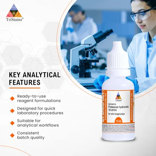 Vista 3 de Hidróxido de potasio KOH 10%, 15mL (Compre 1 y obtenga uno gratis)