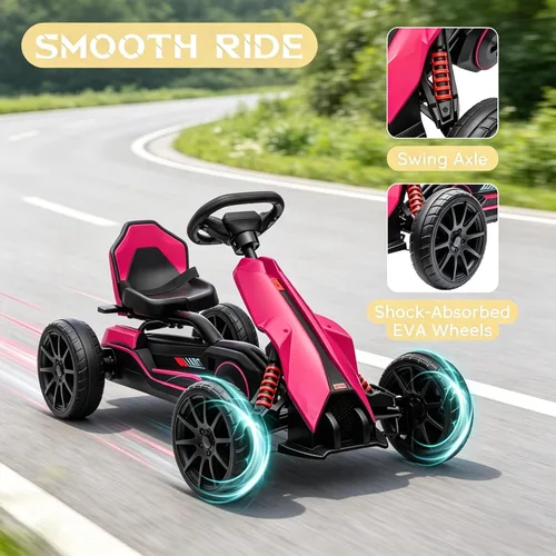 Vista 5 de Go Kart con pedal para niños, auto de 4 ruedas para niños y niñas de 3 a 8
