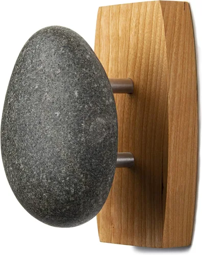 Vista 7 de Sea Stones Coast Hook - Gancho para abrigos, seleccionado a mano, gancho de pared de piedra natural con elegante placa trasera de madera, cuelga tus