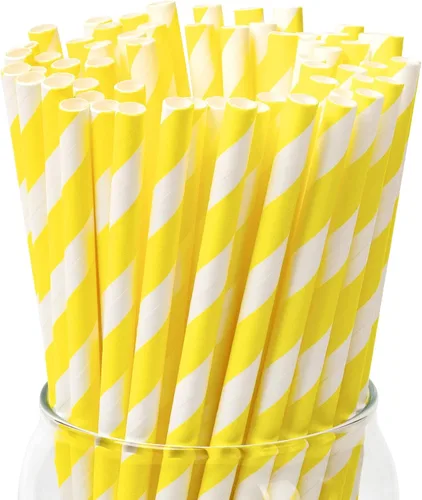 Vista 17 de PakTalk Paquete de 100 pajitas de papel rosa bebé para beber, desechables y biodegradables para cumpleaños, bodas, baby showers