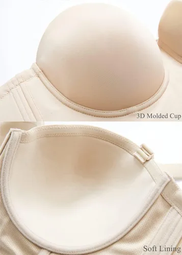 Vista 5 de Sujetador sin tirantes para mujer, cobertura completa, sin costuras, copa B-H