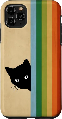 Vista 13 de Black Kitty Cat - Retro Vintage Rainbow Phone Case for iPhone 17