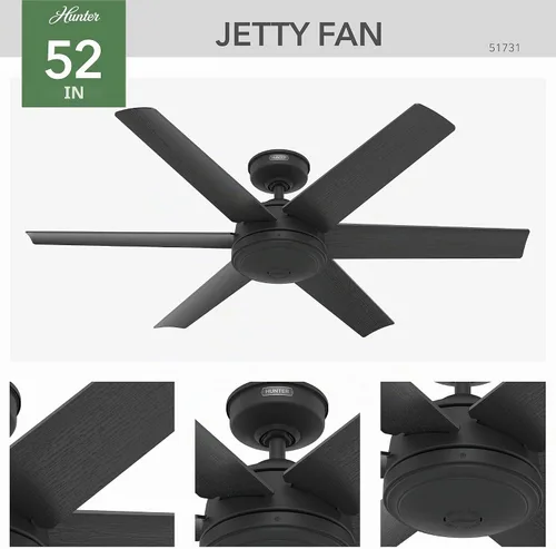 Vista 10 de Hunter Jetty, ventilador de techo para exteriores o interiores, 52 pulgadas Negro mate
