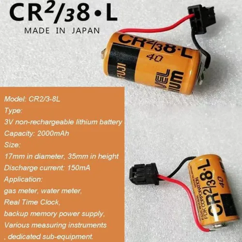 Vista 2 de (8-Pack) Compatible con Fuji CR2/3 8.L 2000mAh 3V PLC Batería de litio FDK CR2/38.L con enchufe negro