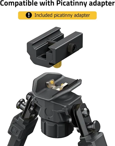 Vista 3 de CVLIFE Picatinny - Bípode para rifle con adaptador de altura ajustable, bípode de rifle resistente y duradero para caza Bipods for Rifles