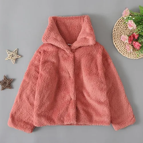 Vista 6 de Abrigos para bebés y niñas chaquetas manga larga cárdigan sólido grueso chaqueta cremallera de felpa abrigo niños