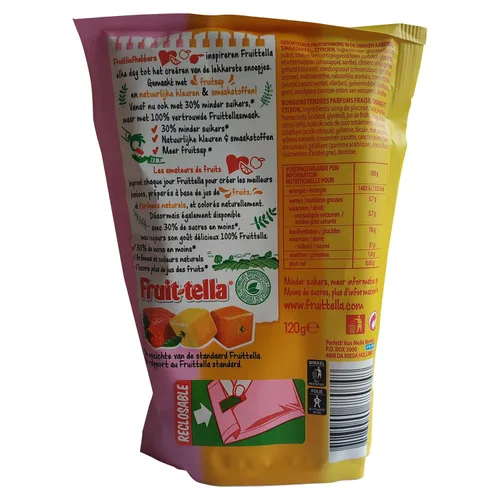 Vista 4 de Fruittella Mezcla de fresa, limón y naranja Caramelo Fruitella Caramelo de Fruittella Dulces de Fruitella Frutas de verano Fruitella Bolsa