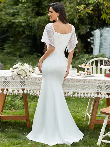 Vista 2 de Ever-Pretty Vestido largo de cola de pez con cuello en V profundo para mujer 0550