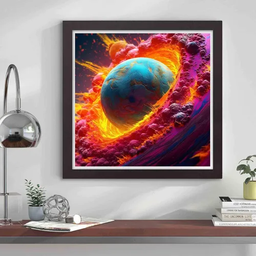 Vista 4 de Kaliosy Kits de arte de diamantes 5D para adultos, coloridas bolas de estrellas por números, pintura de diamantes, planeta, bricolaje, taladro