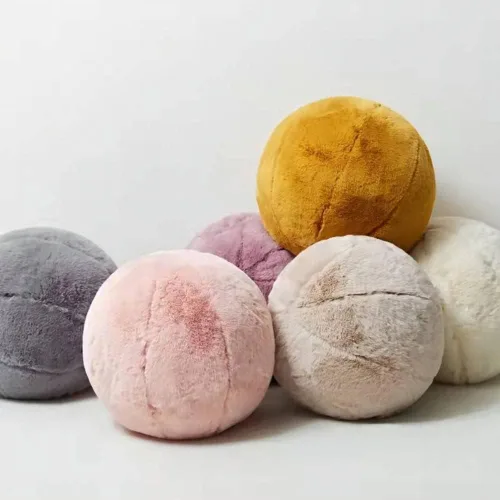 Vista 3 de MOJUN Almohada redonda de felpa de 11 pulgadas, almohada decorativa de bola gris, cojín de suelo, almohada de esfera para silla, sofá, dormitorio
