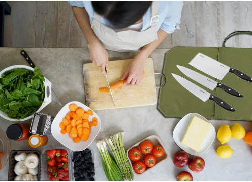 Vista 2 de Bolsa de rollo para cuchillos de chef Hersent, funda portátil para cuchillos de chef con 4 ranuras, bolsa de almacenamiento para viajes, el mejor