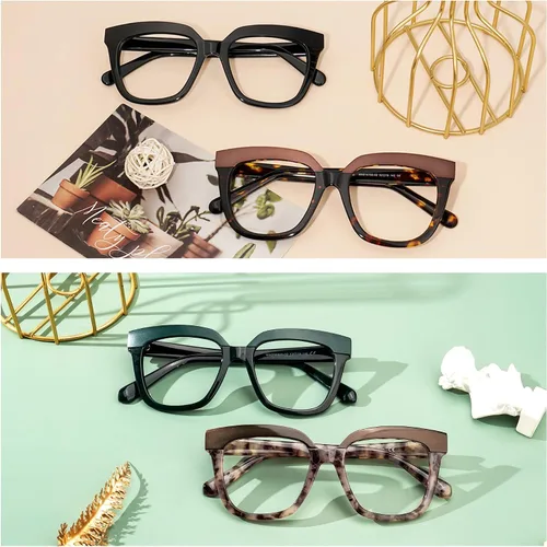 Vista 5 de Zeelool Gafas cuadradas de gran tamaño con montura completa de acetato para mujeres y hombres Milledge ZWA814760