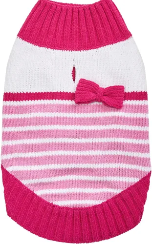 Vista 17 de Blueberry Pet Suéter de Chenilla Suave y Acogedor Elegante a Rayas para Perro en Rojo Borgoña, Longitud de Espalda 10", Paquete de 1 Prenda