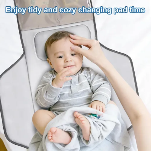 Vista 4 de Cambiador de pañales para niños pequeños, extra largo, grande, ligero, de 31 x 24.2 pulgadas, diseño lindo de 1 a 36 meses, plegable, cambiador