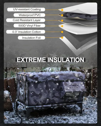 Vista 4 de Casa calefaccionada para gatos para exteriores, soportes de doble cámara, 100% resistente a la intemperie y extremadamente aislada, refugio elevado