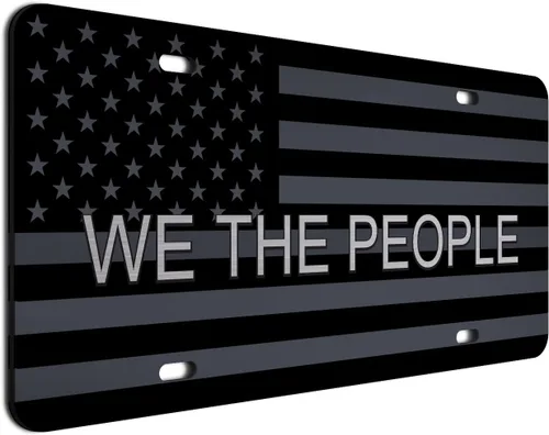 Vista 17 de JASS GRAPHIX Placa de matrícula personalizada con la bandera estadounidense de línea amarilla, homenaje personalizado a despachadores y operadores