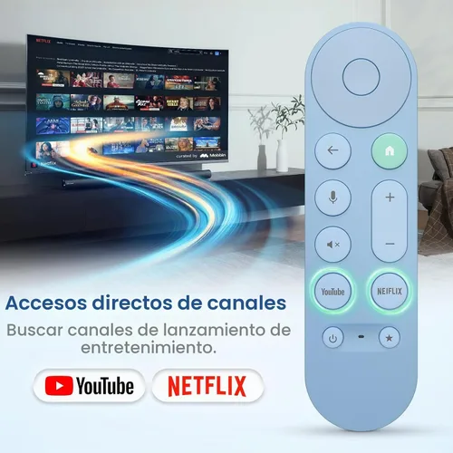 Vista 6 de Reemplazo de voz para el mando a distancia de Google Chromecast, para el control remoto de Google TV y Google TV Streamer (Azul)