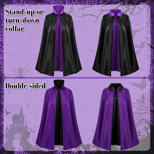 Vista 3 de Capa de vampiro, capa de doble cara con cuello alto Cabo Vampiro Cuello Alto Púrpura