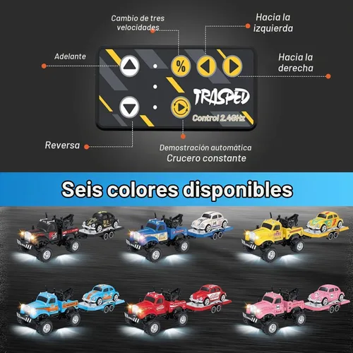 Vista 5 de MOONTOY Mini camión de aleación a escala 1:64 con luces LED, control remoto de 2.4 GHz y control de aplicaciones, auto de juguete de bolsillo