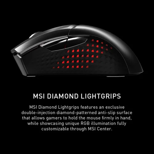 Vista 5 de MSI Clutch GM51 - Mouse inalámbrico ligero para juegos y base de carga, sensor óptico DPI de 26 K, 2.4 G y Bluetooth, interruptores Omron