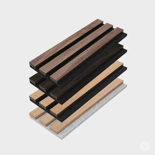 Vista 15 de Paneles de madera ARMURO para pared - Paquete de 2 paneles negros para decoración de pared - Panel de chapa de roble negro absorbente de sonido