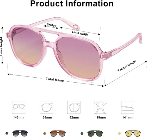 Vista 4 de SOJOS Retro Square Polarized Aviator Trendy Sunglasses for Women and Men