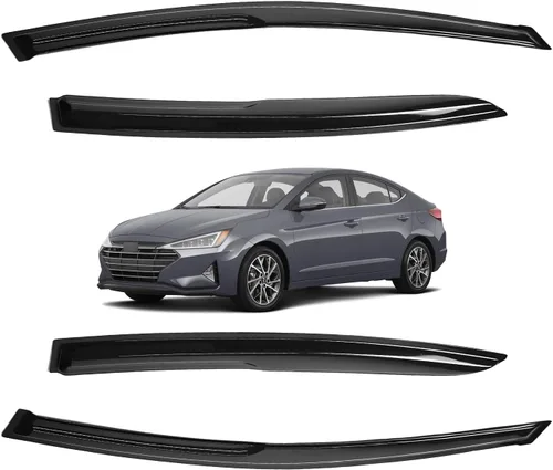 Vista 33 de Viseras para ventanas para Mazda 3 Sedán 4 puertas 2004 2005 2006 2007 2008 2009 estilo JDM Mugen, deflector de viento, protector solar y de lluvia