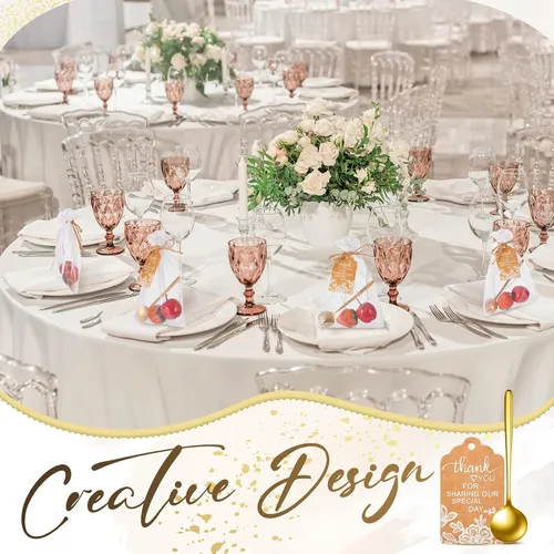 Vista 6 de Gueevin Juego de 100 cucharas de té de boda de 4.7 pulgadas para invitados, mini cucharadita de postre de acero inoxidable con 100 etiquetas