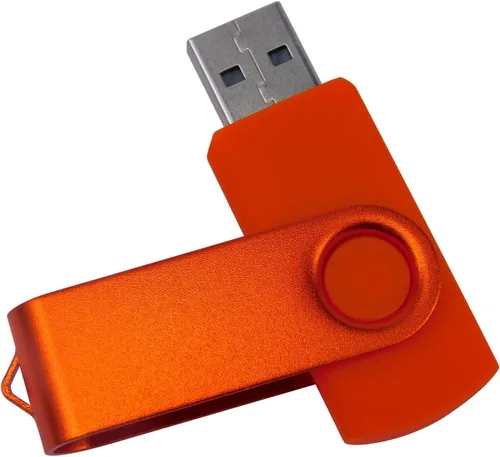 Vista 2 de Mini unidad flash USB de capacidad con 1 OTG (Micro USB) y 1 adaptador tipo C (USB-C) para teléfono móvil (naranja, 128 MB)