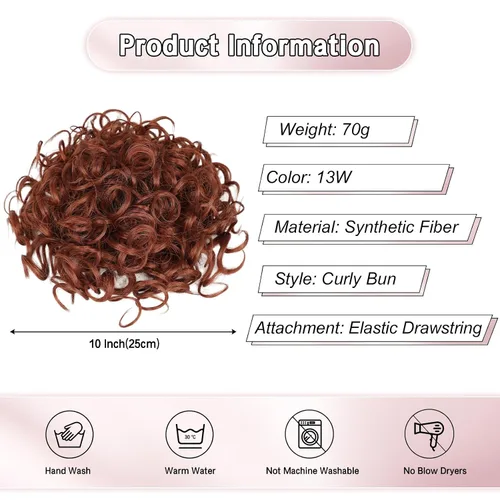 Vista 2 de Lommel Moño desordenado del pelo del pedazo natural suave rizado bollos Hairpieces (13W) Moño de pelo rizado suelto con cordón para mujer