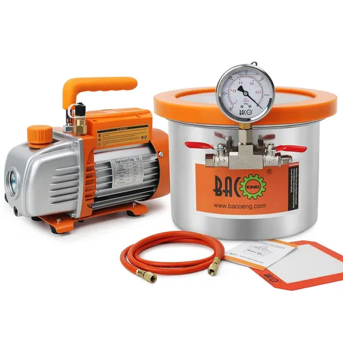 Vista 11 de BACOENG Cámara de vacío de acero inoxidable de 1.5 galones con tapa de vidrio templado perfecta para estabilizar madera, desgasificar siliconas