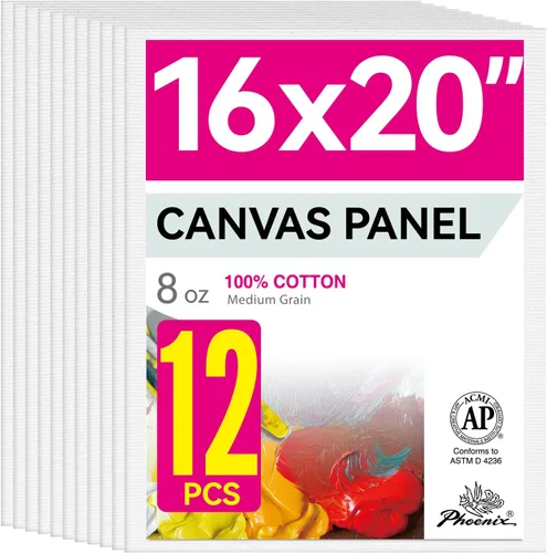 Vista 32 de PHOENIX Paneles de Lienzo Pequeños para Pintura de 3x5 Pulgadas, Paquete de Valor de 12 Unidades - 8 Oz Triple Imprimado 100% Algodón Libre de Ácido