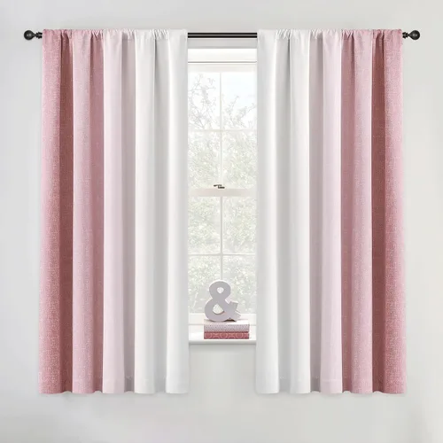 Vista 36 de Cortinas Ombre 100% Opacas de 63 Pulgadas de Largo 2 Paneles para Dormitorio Azul Blanco Patrón Degradado Oscurecimiento de Habitación Aislamiento
