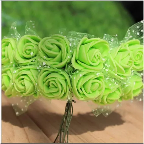 Vista 5 de Mini rosas artificiales, 100 unidades de 1.4 in, cabeza de rosa de espuma roja para manualidades, accesorios para manualidades, hogar, fiesta Azul